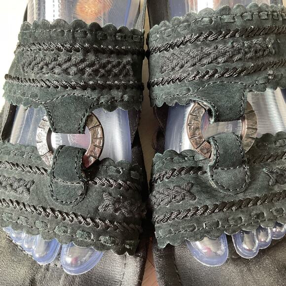 Earth Spirit Washington Black Leather Suede Slingback Sandals WMS 9 - Picture 4 of 13